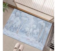 Scène d'hiver Paillasson D'Entrée Intérieur 50 X 80 Cm, Arbres La Jungle Tapis Entree Interieur Lavable - Antidérapant - Lavable, pour L'Entrée, La Porte D'Entrée, Le Couloir Blanc