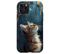 Scène d'hiver Regarde Les lumières de Noël Chat Roux saisonnier Coque pour iPhone 11 Pro