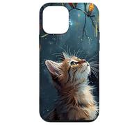 Scène d'hiver Regarde Les lumières de Noël Chat Roux saisonnier Coque pour iPhone 12 Mini