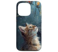 Scène d'hiver Regarde Les lumières de Noël Chat Roux saisonnier Coque pour iPhone 13 Pro