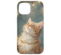 Scène d'hiver Regarde Les lumières de Noël Chat Roux saisonnier Coque pour iPhone 15