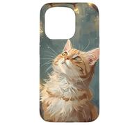 Scène d'hiver Regarde Les lumières de Noël Chat Roux saisonnier Coque pour iPhone 15 Pro