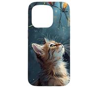 Scène d'hiver Regarde Les lumières de Noël Chat Roux saisonnier Coque pour iPhone 15 Pro
