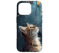 Scène d'hiver Regarde Les lumières de Noël Chat Roux saisonnier Coque pour iPhone 16 Pro