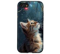 Scène d'hiver Regarde Les lumières de Noël Chat Roux saisonnier Coque pour iPhone SE (2020) / 7/8