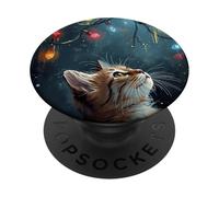 Scène d'hiver Regarde Les lumières de Noël Chat Roux saisonnier PopSockets PopGrip Adhésif
