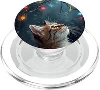 Scène d'hiver Regarde Les lumières de Noël Chat Roux saisonnier PopSockets PopGrip pour MagSafe