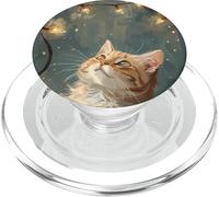 Scène d'hiver Regarde Les lumières de Noël Chat Roux saisonnier PopSockets PopGrip pour MagSafe