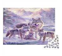 Scène d'hiver Wolf Family Puzzle 1000 Pièces Adulte avec Emboîtement Parfait, Puzzle Complexe Puzzle De Développement Cognitif pour Une Activité Intergénérationnelle, Passion N