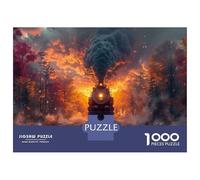 Scène d'incendie dans Un Train à Vapeur 1000 Pièces Pack Puzzle Puzzle Adultes Carton Extra-épais - Anti-Stress Et Voyage, Cadeau De Noël pour 12 Ans Et Plus 38x26cm/1000pcs