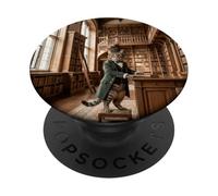 Scène d'intérieur Classique Victorienne de la bibliothèque de Chats PopSockets PopGrip Adhésif