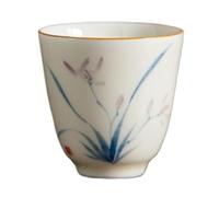 Scène d'orchidée en bambou pour tasse à thé en céramique peinte à la main émaillée au miel(1pc-F)