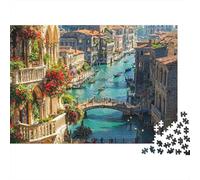 Scène du Canal de Venise 1000 Pièces Puzzle Adulte Papier Recy nti-Stress Difficile pour Experts Livraison Rapide avec Affiche Guide 38x26cm/1000pcs