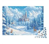 Scène du château d'hiver Puzzles 1000 Pièces Cadeau Unique intéressant Jeu Éducatif Challenge Toy À De Qualité Supérieure Peinture Art pour Adultes Et Enfants À Partir De 12 Ans 38x26cm/1000pcs