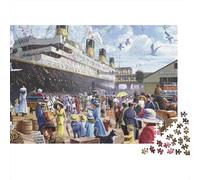Scène du départ du Titanic : paquebot de croisière en Carton 100% recy vec Foule. Puzzle de 1000 pièces pour Adultes, Stimulant et Casse-tête. Dimensions : 52 x 38 cm.