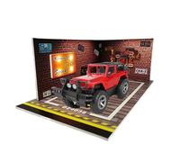 Scène du garage Diecast - Modèle de stationnement LED 1:24 Affichage de stockage à l'échelle | Configuration de jouet de petite voiture illuminée pour le salon, le dortoir, les étagères d'appartements