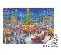 Scène du Marché de Noël Puzzle 1000 Pcs Adolescents Loisir Solo Puzzle Difficile Stimulation Cérébrale Fabriqué en Europe Carton Rigide 38x26cm/1000pcs