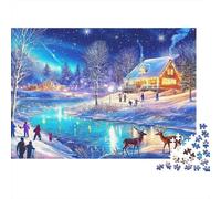 Scène du Pays des Merveilles d'hiver Puzzle 1000 Éléments Adultes Soirée Famille Décoration Murale Idée Cadeau Unique Top Qualité Matériau Écologique 38x26cm/1000pcs