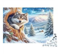 Scène du Pays des Merveilles d'hiver Puzzle 1000 Pièces, Pays des Merveilles d'hiver avec cerf, Art Moderne, Jeu Cadeau Unique, décoration Murale