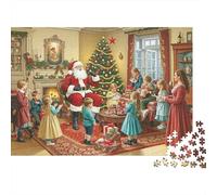 Scène du père Noël Puzzle 1000 Pièces Adulte sans Poussière, Puzzle Difficile énigme De Compétence Logique pour Une Activité Zen, Puzzle Cadeau d'anniversaire 52x38cm/1000pcs