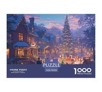 Scène du Village de Noël_9 Matériau Cartonné De Qualité Jeu De Puzzle Classique, Parfait pour Le Partage Familial Et Le Divertissement Intérieur 70x50cm/1000pcs