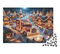 Scène du Village de Noël Puzzle 1000 Éléments Adolescents 14+ Loisir Détente Puzzle Difficile Qualité Premium Écologique Carton Recyclé 100% 52x38cm/1000pcs