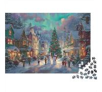 Scène du Village de Noël Puzzle 1000 Pièces pour Fans, Papier Solide,Xmas Market Crowd Décoration Intérieure, Cadeau Anniversaire, Jeu Puzzle Mental, Décoration Murale 70x50cm/1000pcs