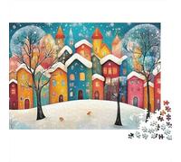 Scène du Village d'hiver 1000 Pièce Carton Extra Épais Puzzle De Bricolage Amants De Famille Jeu Amusant Et Stimulant Belle Décoration 70x50cm/1000pcs