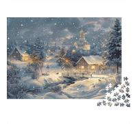 Scène du Village d'hiver Puzzle 1000 Pièces, Maisons de Village d'hiver colorées, Jeu éducatif, défi, décoration Murale, Cadeau pour Tous