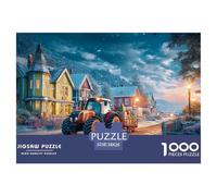 Scène du Village d'hiver Puzzle Adulte 1000 Pièces Tracteur de Noël Style De Qualité Supérieure : Le Vrai Challenge des Puzzles - Le Cadeau Qui Marque Adultes & Jeunes (14+) 38x26cm/1000pcs