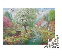 Scène du Village du Printemps Format 1000 Pièces Adultes Cadeau Anniversaire Activity À La Maison Puzzle Difficile Qualité Premium Carton Résistant 38x26cm/1000pcs
