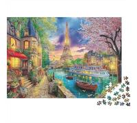 Scène du Village du Printemps Puzzle 1000 Pièces, Village de Paris printanier, Jeu de création et logique, activité familiale, Cadeau de Voyage, 70x50cm