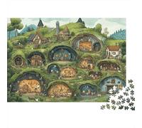 Scène du Village Hobbit Puzzles 1000 Pieces Cadeau Unique intéressant Jeu Éducatif Challenge Toy À De Qualité Supérieure Peinture Art pour Adultes Et Enfants À Partir De 12 Ans 38x26cm/1000pcs