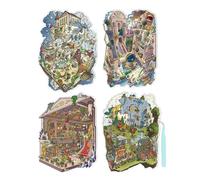 Scène en Stickers 3D Kit de 4 Décalcomanies de Maisons Miniatures DIY