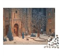 Scène enneigée dans Le Jardin d'un monastère médiéval 1000pcs (75x50cm) Puzzle pour Adultes -,Jouet De DIY