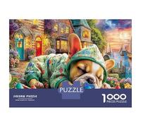 Scène Golden Retriever 1000 Pièces Carton Extra Épais Jeu De Puzzle Classique Sleeping Puppy Pajamas & House Concentration Training Puzzle pour Jeu De Puzzle De Fête - Cadeau d'anniversaire De La Mai