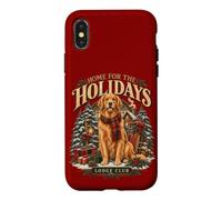 Scène hivernale chaleureuse avec Un Golden Retriever Coque pour iPhone X/XS