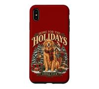 Scène hivernale chaleureuse avec Un Golden Retriever Coque pour iPhone XS Max