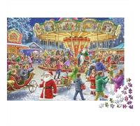 Scène manège de Noël Puzzle 1000 Pièces pour Adultes, Un Jeu De Dexérité Très Difficile Puzzle Éducatif l'art De La Décoration Moderne 52x38cm/1000pcs