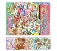 Scène miniature autocollant librairie collection scène miniature collection | Kawaii Store Lot d'autocollants pour enfants et adultes pour la maison, les voyages, les travaux manuels, la chambre d'enfant
