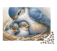 Scène Nidification Oiseaux Robust Puzzle 1000 pièces pour Adultes Merlebleu Nid Oisillons Amour Premium Épais Haute Qualité Vibrant Défiant Relaxation Antistress Jeu 38x26cm/1000pcs