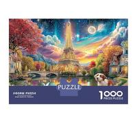 Scène Nocturne à Paris Puzzle Tour Eiffel Night 1000 Éléments Papier pour Adultes Impression HD Couleurs Vives Détente À Domicile Nouveau Modèle Idée Cadeau Parfaite 70x50cm/1000pcs