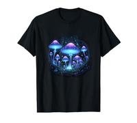 Scène Nocturne de la forêt de Champignons Lumineux T-Shirt Graphique avec Valeur