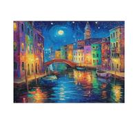 Scène Nocturne vénitienne Puzzles 500 Pièces pour Adultes Moderne Artistique Educa Relaxation Challenge Décoration Intérieure Assemblage Amusant 500 PCS