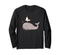 Scène Nordique Amusante de pêche Baleine et Mouette Manche Longue