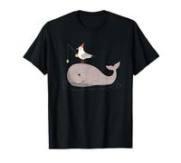 Scène Nordique Amusante de pêche Baleine et Mouette T-Shirt