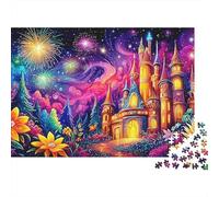 Scène Nuit Fantaisie Puzzle 1000 Pièces Papier Recy hâteau Feu d'artifice Pièces Bien Découpées Imprimerie HD Loisir Calme Activité Solo 52x38cm/1000pcs