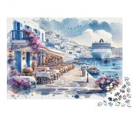 Scène Port méditerranée Puzzle 1000 Pièces Adulte sans Poussière, Jeu De Puzzle À Assembler Soi-même Ultra Difficult Puzzle pour Un Jeu De Puzzle De Fête, pour Les Amateurs D'éni