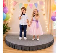 Scène Portable Semi, Circulaire Plateforme Scénique Pour Enfants | Plateau De Discours Compact Avec Plinthe, Pour La Danse Des Enfants Et Les Événements Scolaires(Grey,150cm/59.1in)