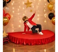 Scène Portable Semi, Circulaire Plateforme Scénique Pour Enfants | Plateau De Discours Compact Avec Plinthe, Pour La Danse Des Enfants Et Les Événements Scolaires(Red,100cm/39.4in)